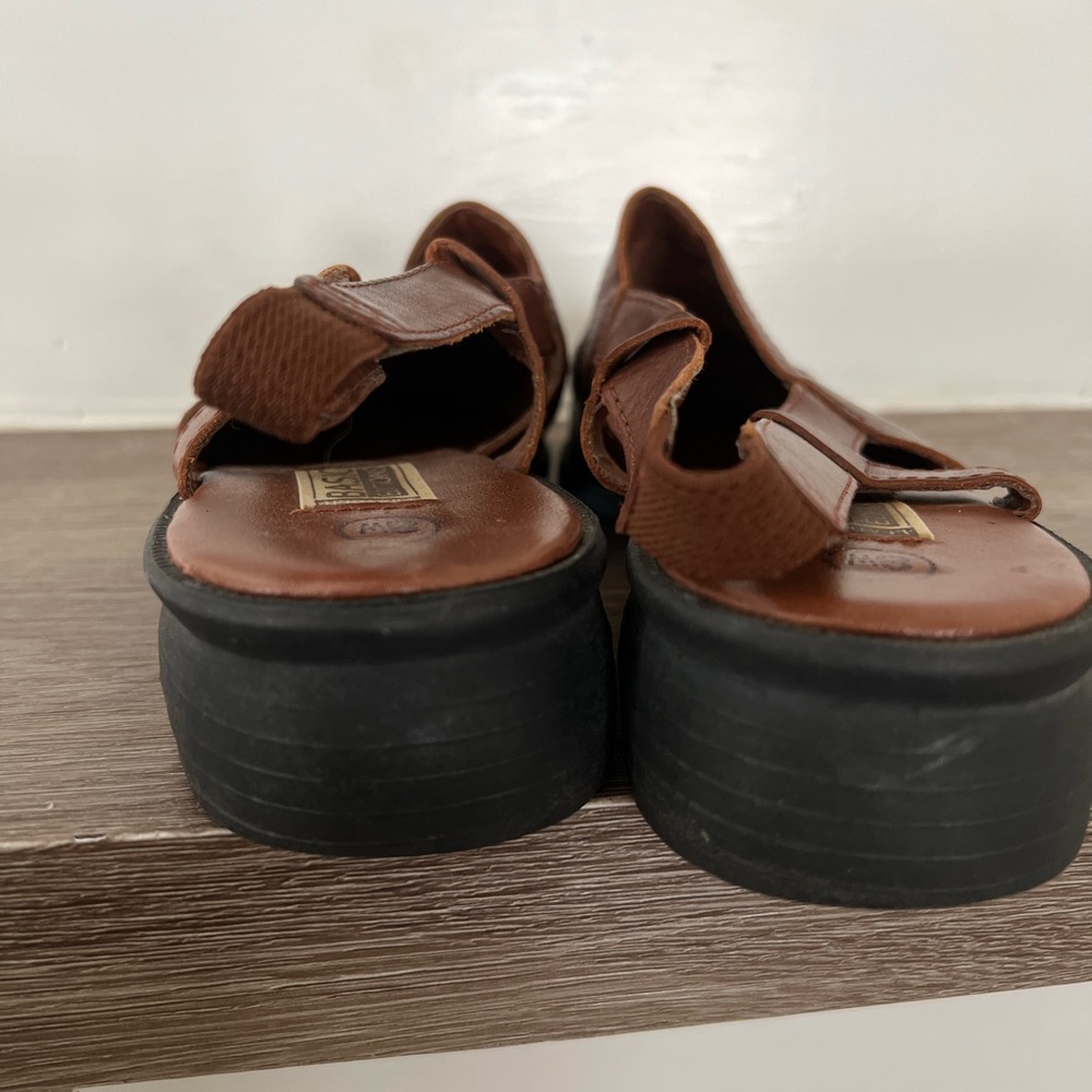 Basic Editions 8w Brown Leather Woven Haurache Sa… - image 6